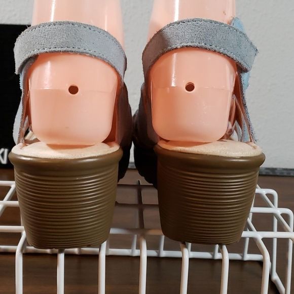 Skechers Stylin Blue Suede Peep-toe Slingback Wedge Size 6½ - Picture 3 of 7